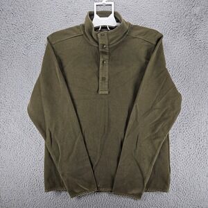 REI CO OP Men's Medium Sweater Mock Neck Snap Collar Sweatshirt Khaki Green Sz M